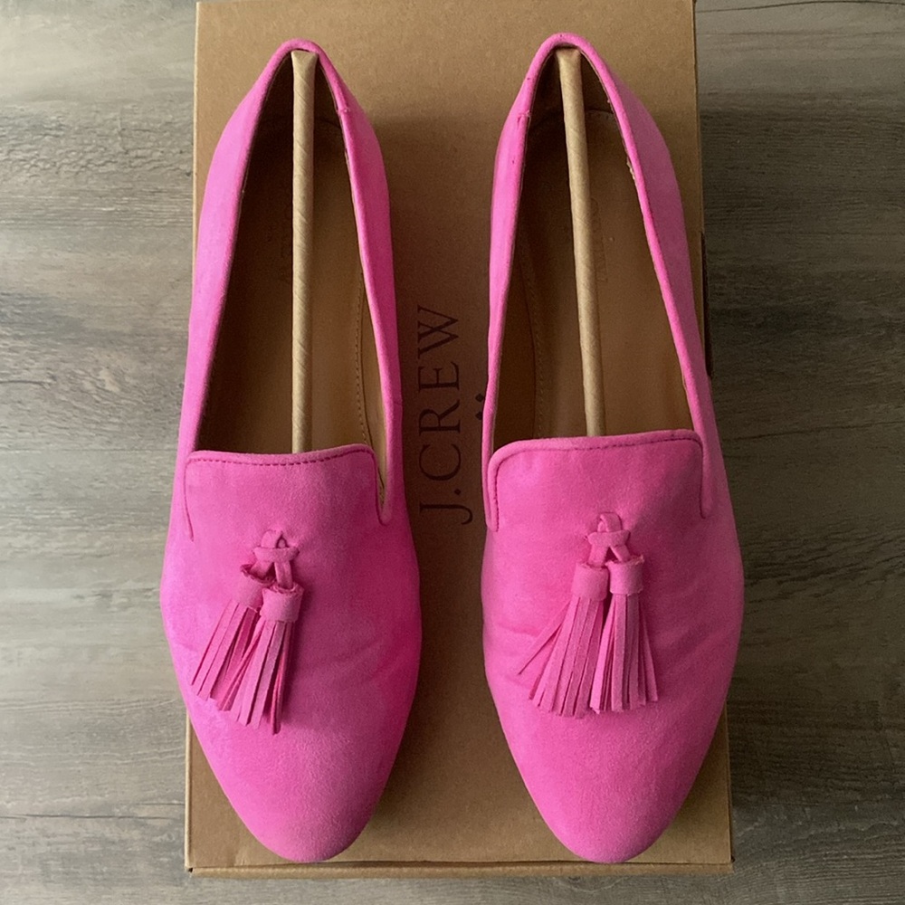 J. Crew Factory Pink Tassel Smoking Loafers